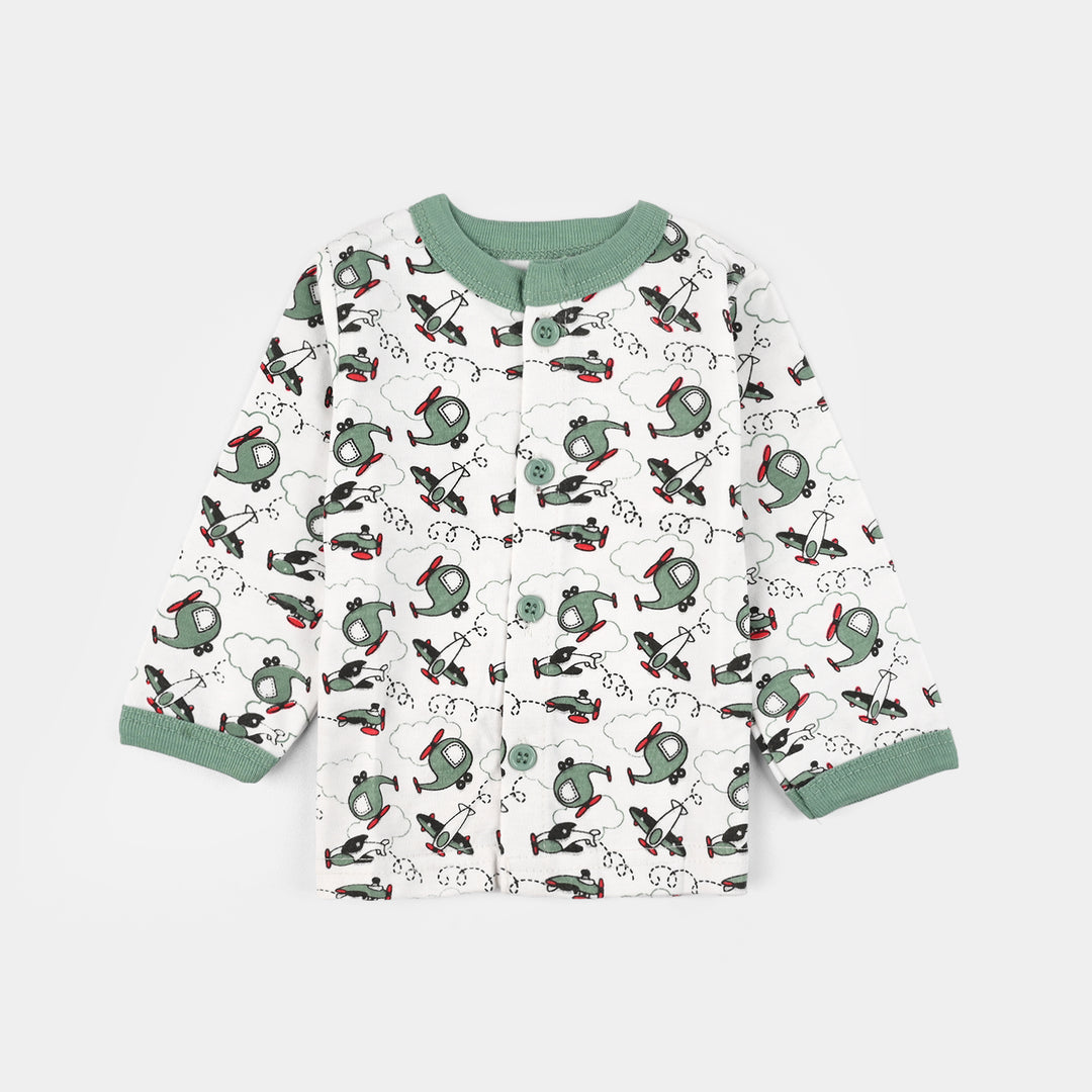 Infant Front Open Suit (Helicopter) - White/Green