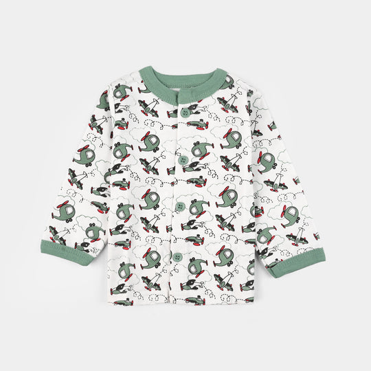 Infant Front Open Suit (Helicopter) - White/Green