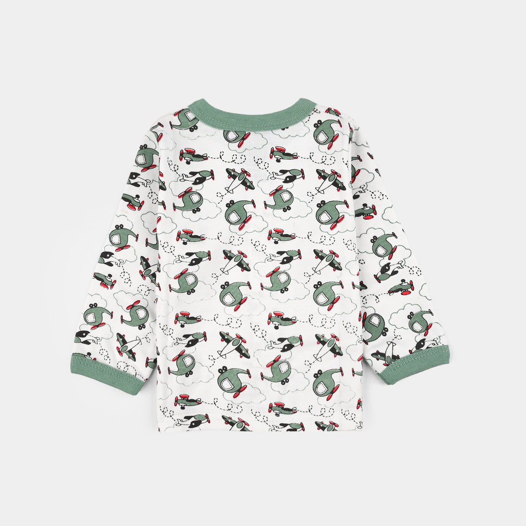 Infant Front Open Suit (Helicopter) - White/Green