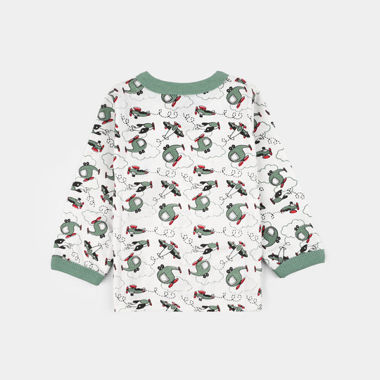 Infant Front Open Suit (Helicopter) - White/Green