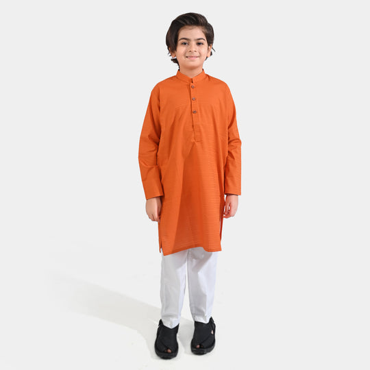 Boys Jacquard Basic Kurta (Hawaiian)-Sunset