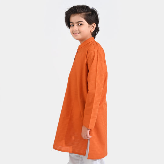 Boys Jacquard Basic Kurta (Hawaiian)-Sunset