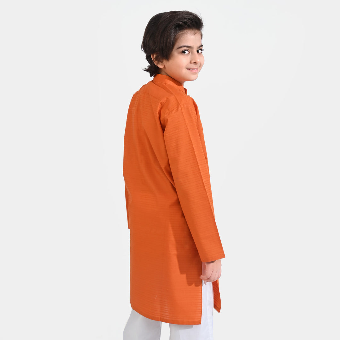 Boys Jacquard Basic Kurta (Hawaiian)-Sunset