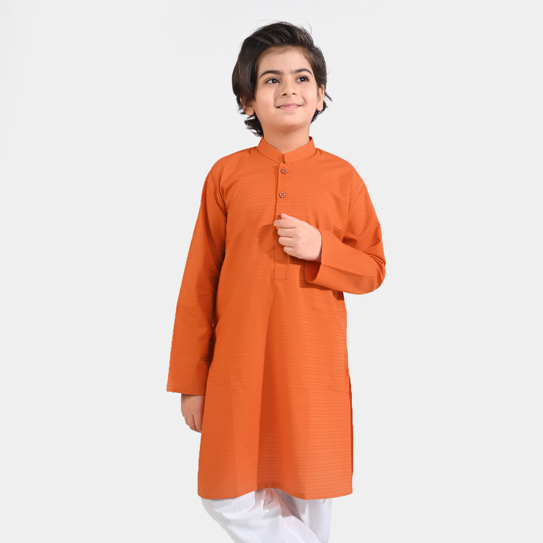 Boys Jacquard Basic Kurta (Hawaiian)-Sunset