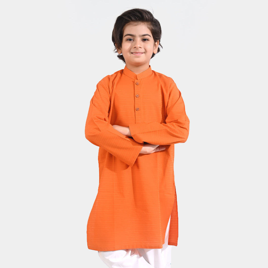 Boys Jacquard Basic Kurta (Hawaiian)-Sunset