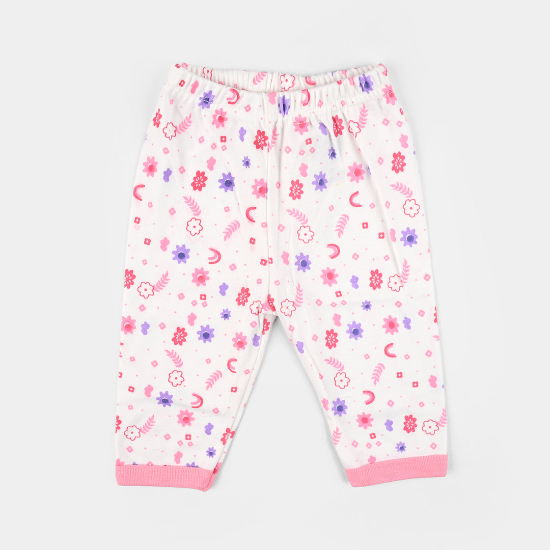 Infant Front Open Suit (Flower) - White/Pink