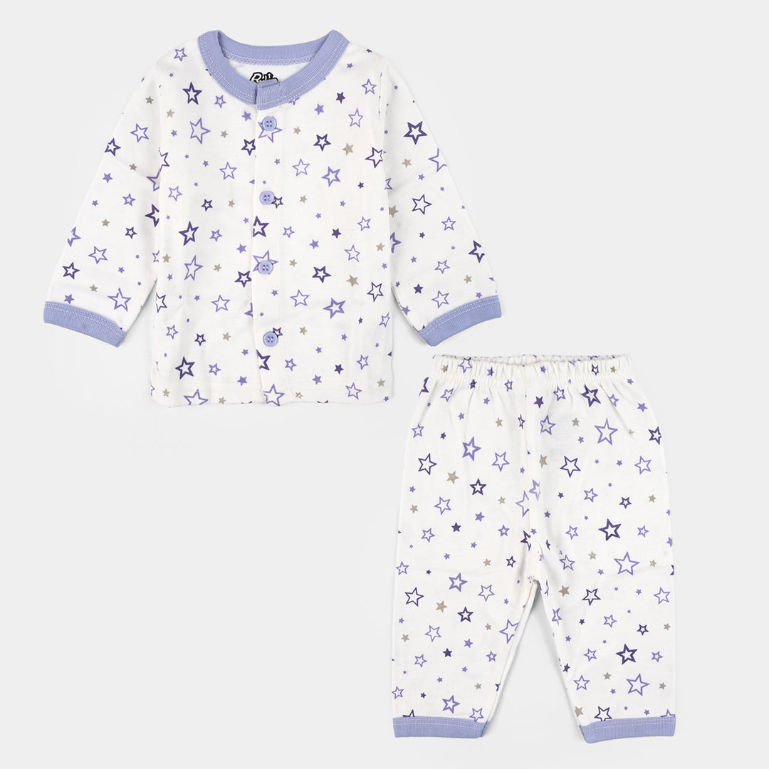 Infant Front Open Suit (Star) - White/Blue