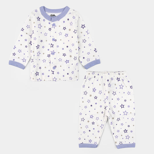 Infant Front Open Suit (Star) - White/Blue