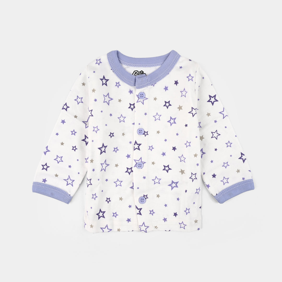 Infant Front Open Suit (Star) - White/Blue