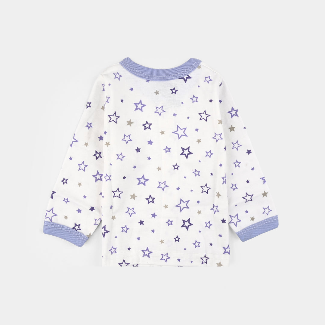 Infant Front Open Suit (Star) - White/Blue