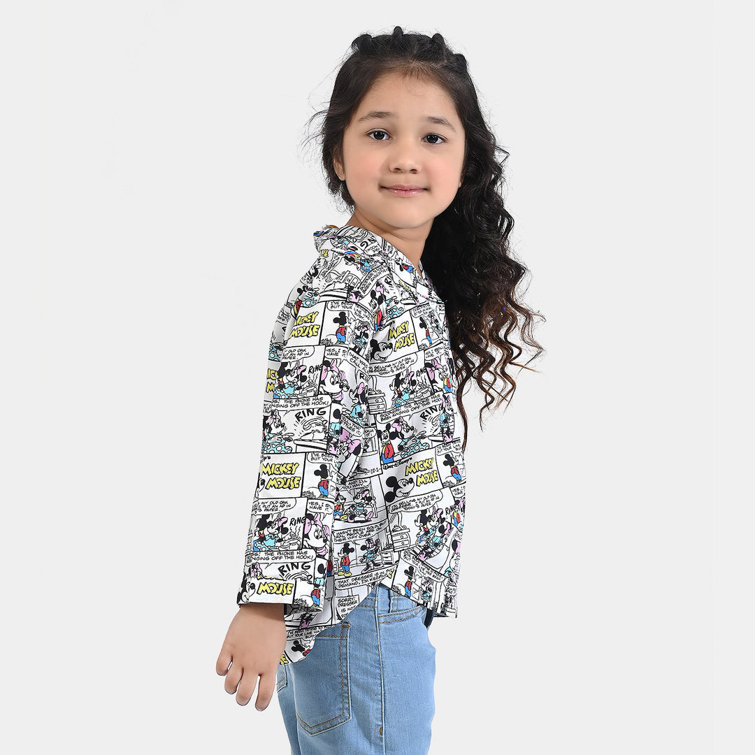 Girls Viscose Casual Top Printed -White