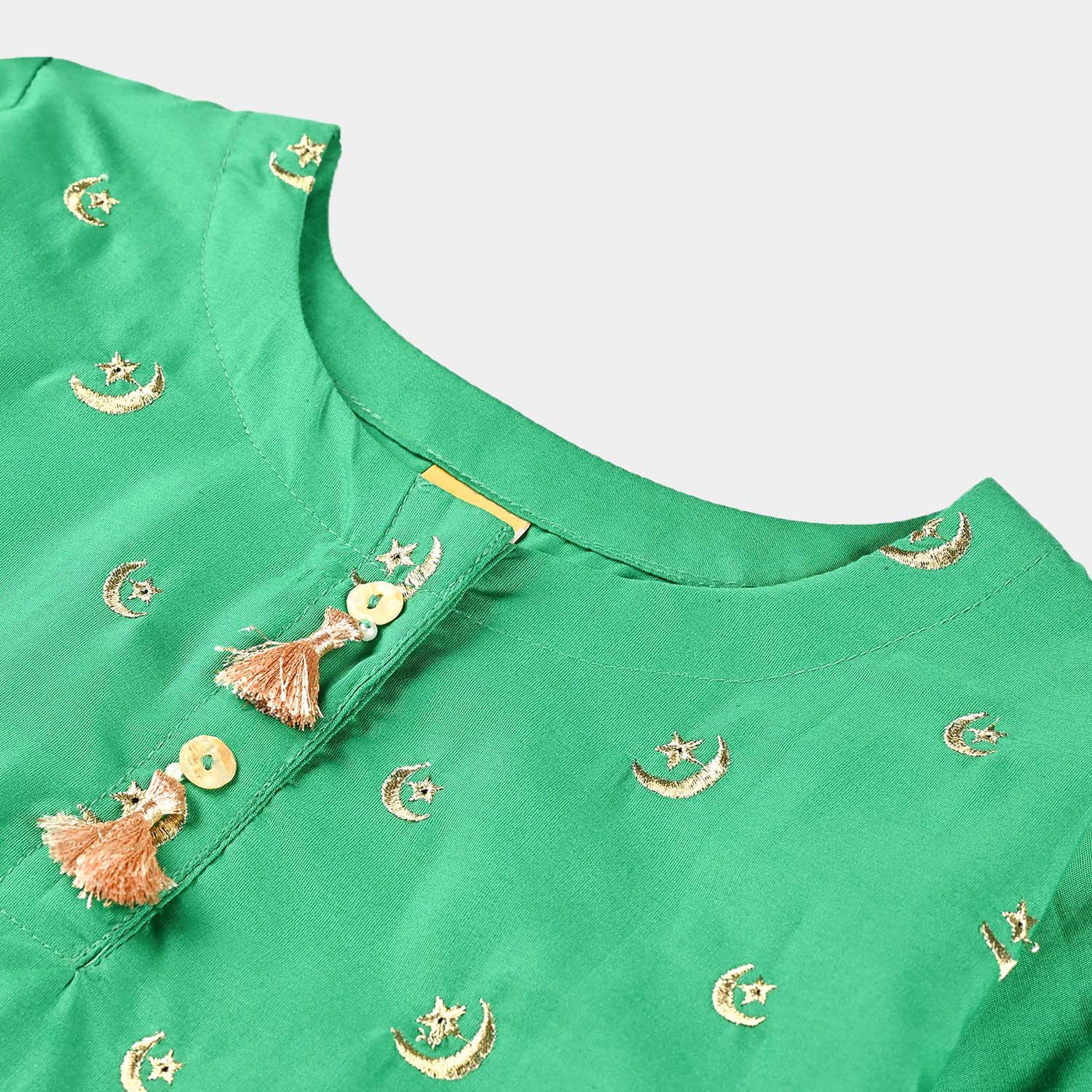 Girls Cotton Poplin IND 2 Pcs Chand Sitara-Green