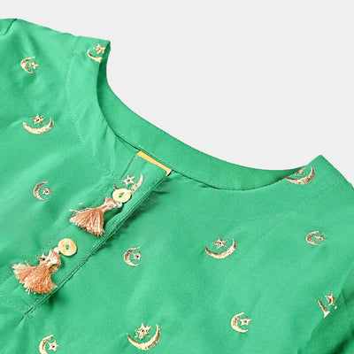 Girls Cotton Poplin IND 2 Pcs Chand Sitara-Green