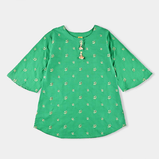 Girls Cotton Poplin IND 2 Pcs Chand Sitara-Green