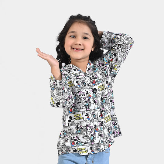 Girls Viscose Casual Top Printed -White