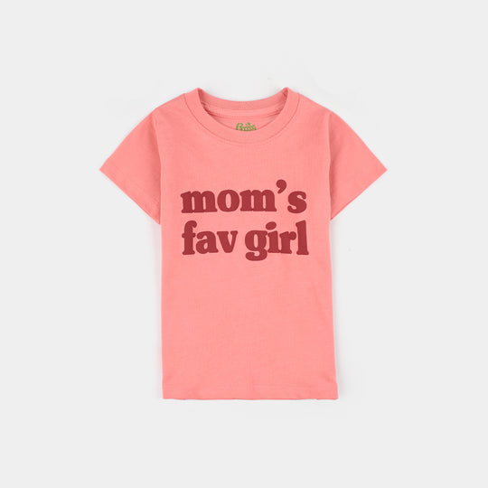 Infant Girls Jersey/Terry T-Shirt (Moms Fav Girl) - Peach