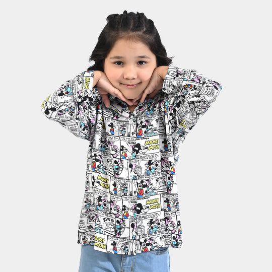 Girls Viscose Casual Top Printed -White