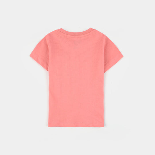 Infant Girls Jersey/Terry T-Shirt (Moms Fav Girl) - Peach