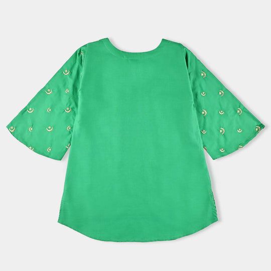 Girls Cotton Poplin IND 2 Pcs Chand Sitara-Green