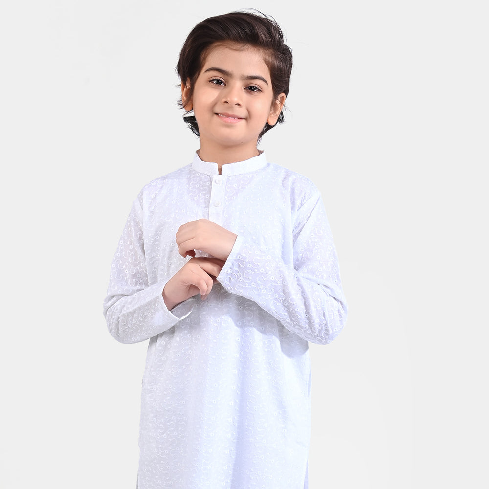 Boys Chicken Kari Basic Chicken Kurta-Bright White