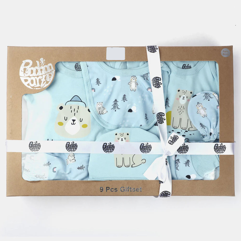 Infant Boys Cotton Set 9PCs Set Bear - Aqua