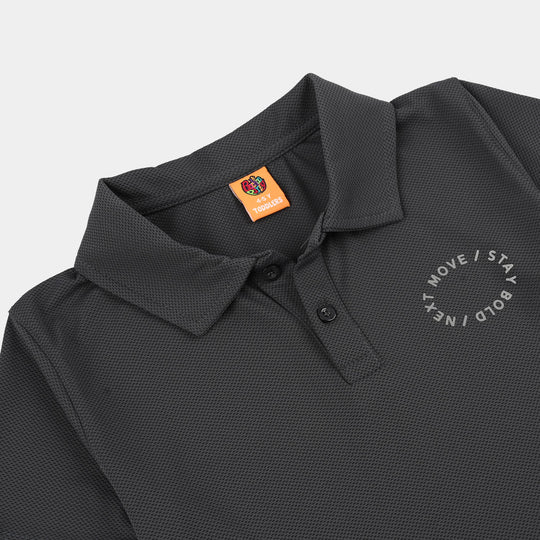 Boys Polyester yarn dyed Polo (Next Move) - Black