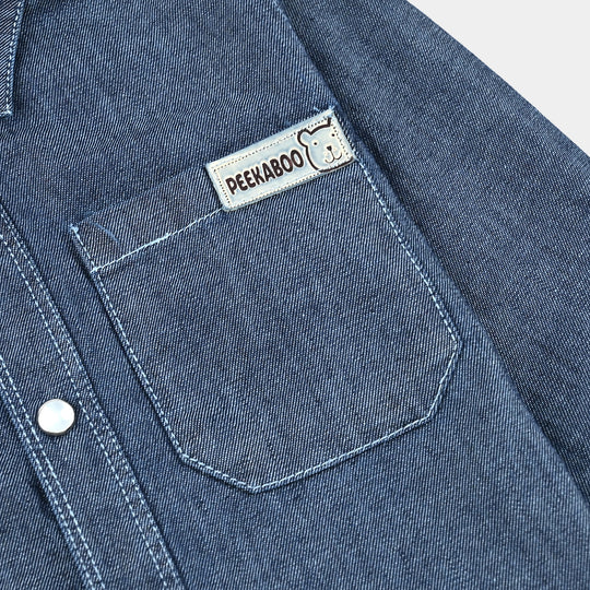 Infant Boys Denim rigid Shirt F/S Peekaboo-Mid Blue