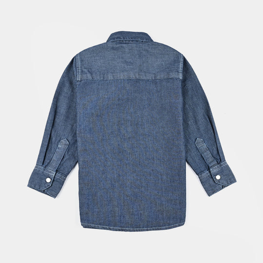 Infant Boys Denim rigid Shirt F/S Peekaboo-Mid Blue
