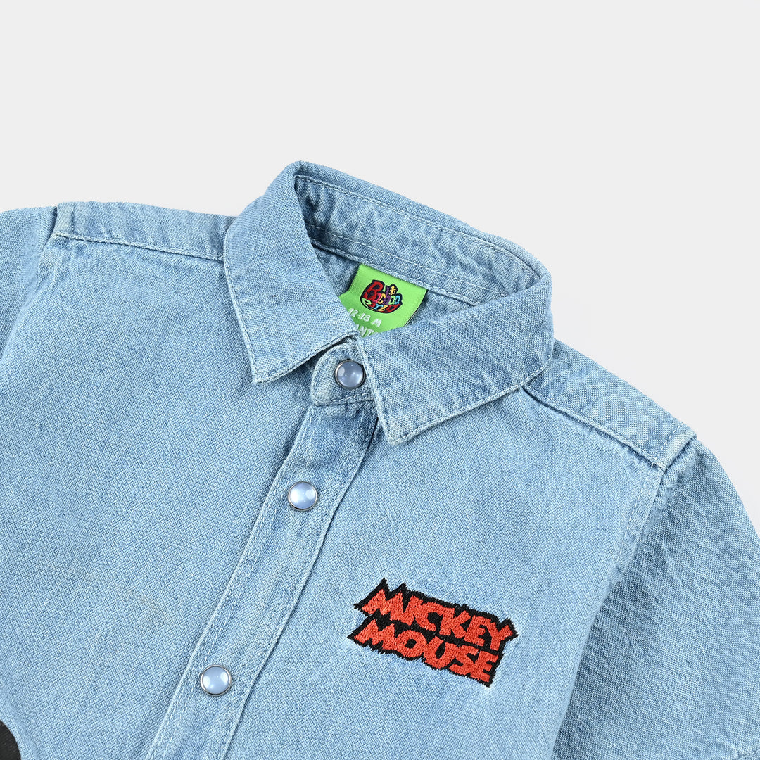 Infant Boys Denim rigid Shirt H/S-LT.Blue