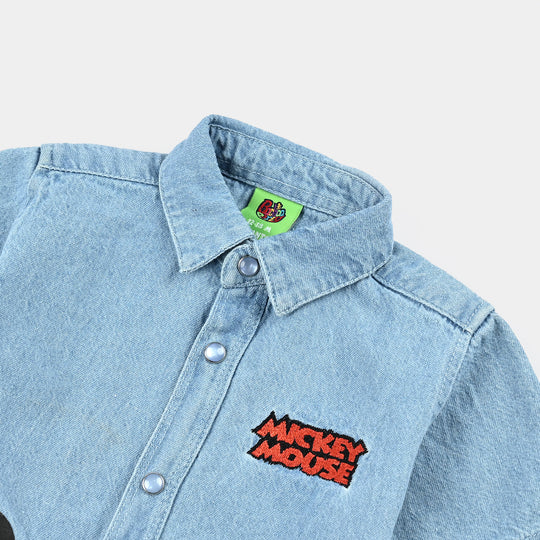Infant Boys Denim rigid Shirt H/S-LT.Blue