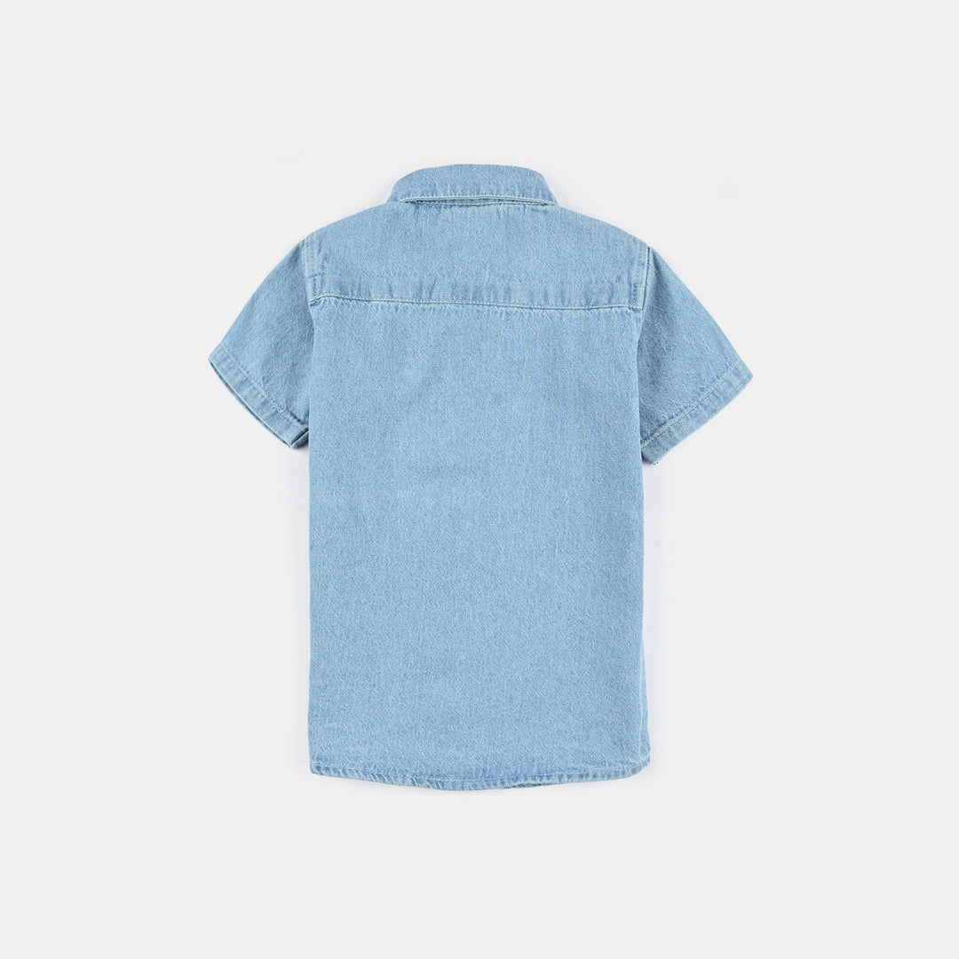 Infant Boys Denim rigid Shirt H/S-LT.Blue