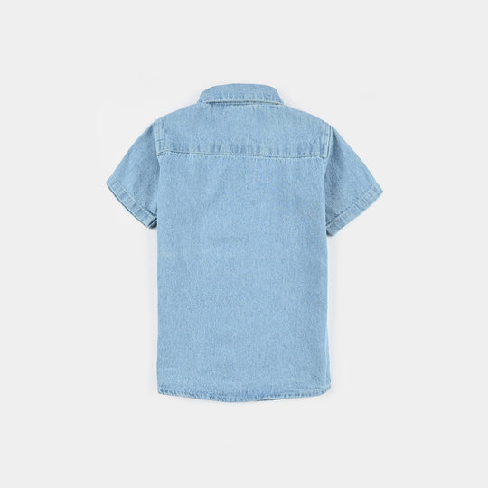 Infant Boys Denim rigid Shirt H/S-LT.Blue