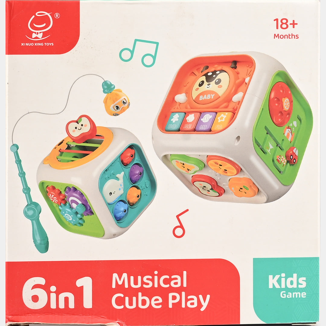 Colorful 6-in-1 Musical Activity Cube – Fun Learning & Play for Kids