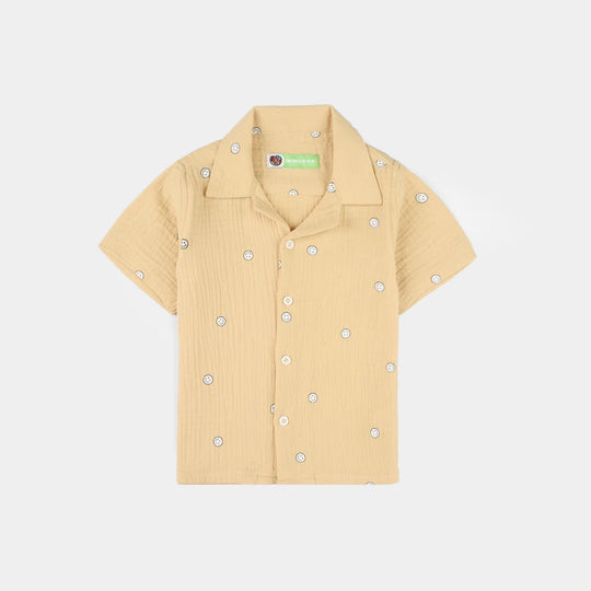 Infant Boys Gauze Casual Shirt (Emoji) - Yellow