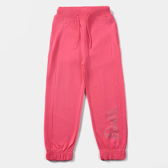 Girls Cotton Terry Jersey Pyjama-Hot Pink