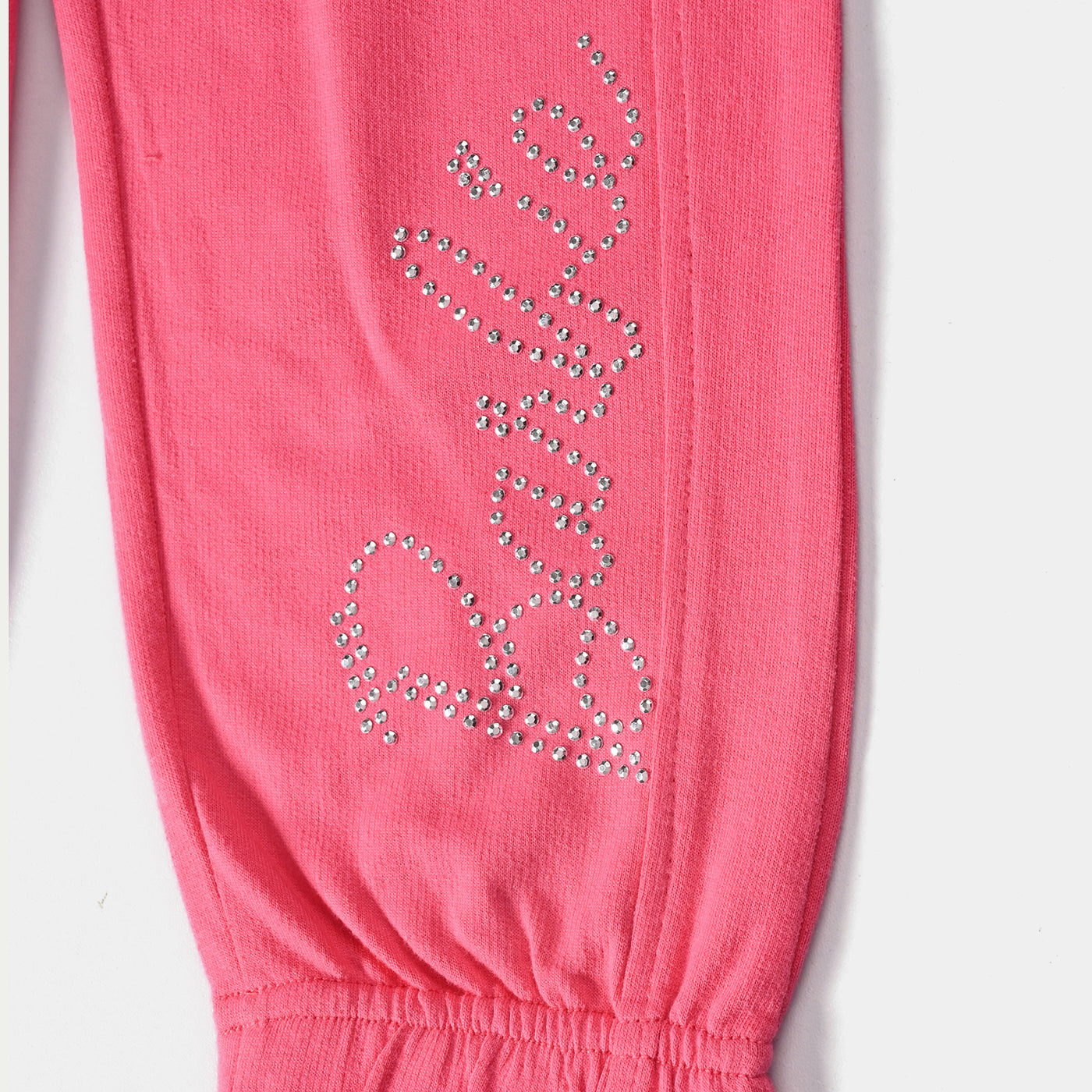 Girls Cotton Terry Jersey Pyjama-Hot Pink