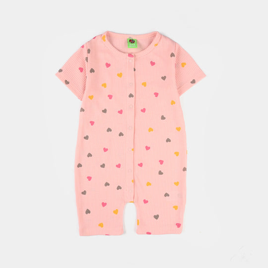 Infant Girls Thermal Romper (Hearts) - Pink