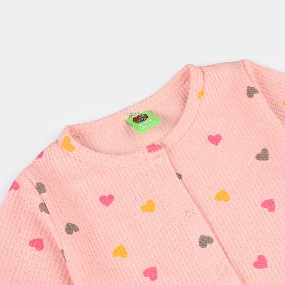 Infant Girls Thermal Romper (Hearts) - Pink