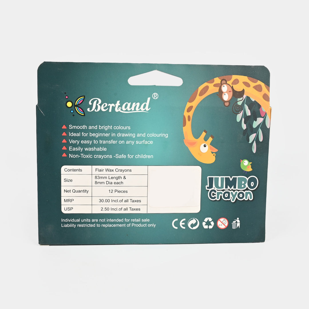 Bertand Jumbo Crayons – 12 Pcs