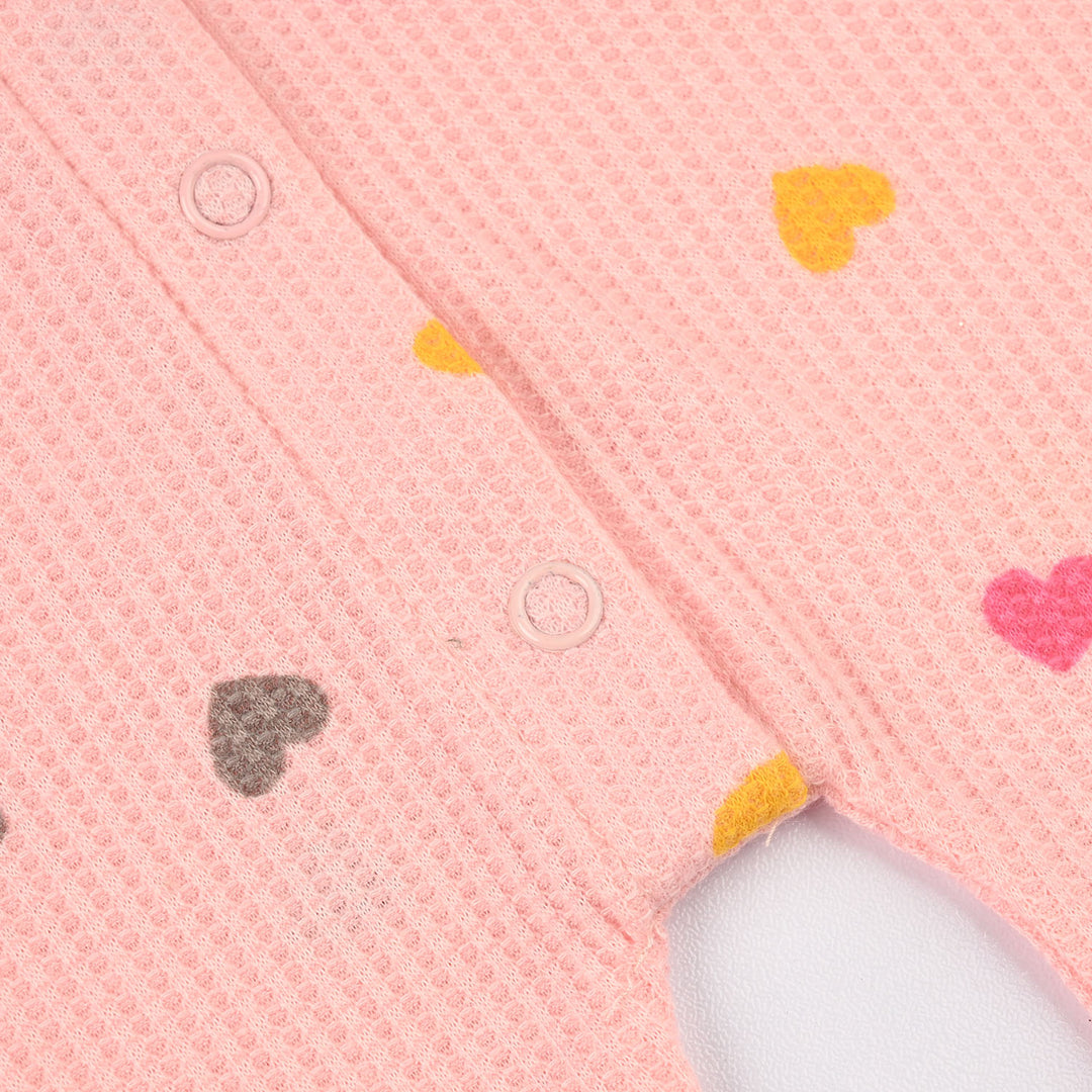 Infant Girls Thermal Romper (Hearts) - Pink