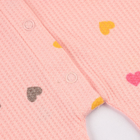 Infant Girls Thermal Romper (Hearts) - Pink