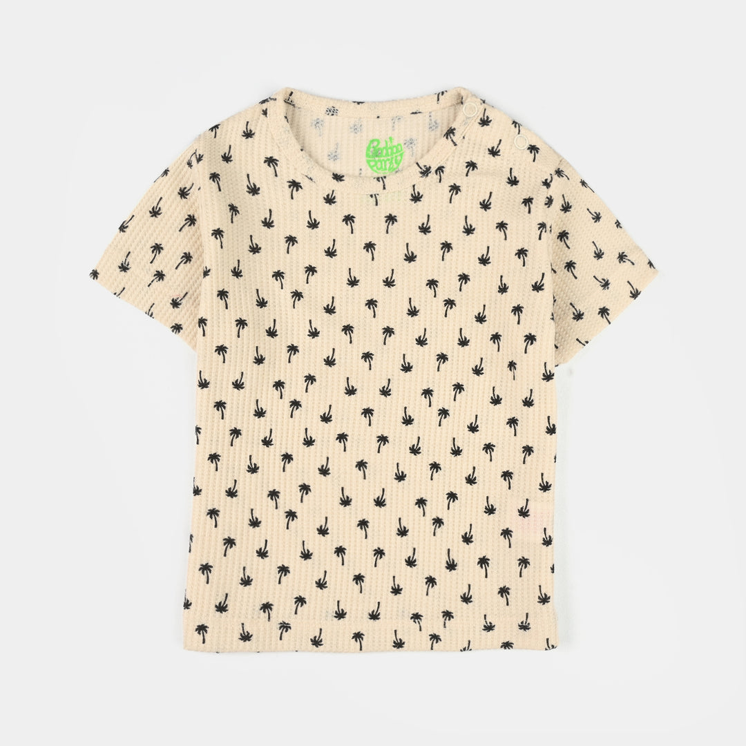 Infant Boys Cotton Interlock Suit (Palm Tree) - Off White