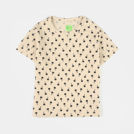 Infant Boys Cotton Interlock Suit (Palm Tree) - Off White