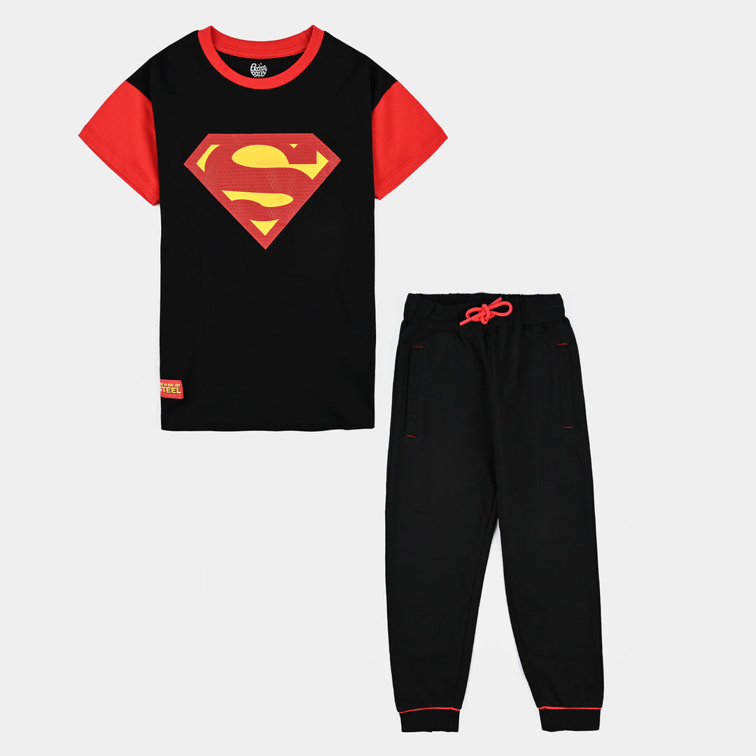 Boys Jersey/Terry 2 Piece Suit-Jet Black