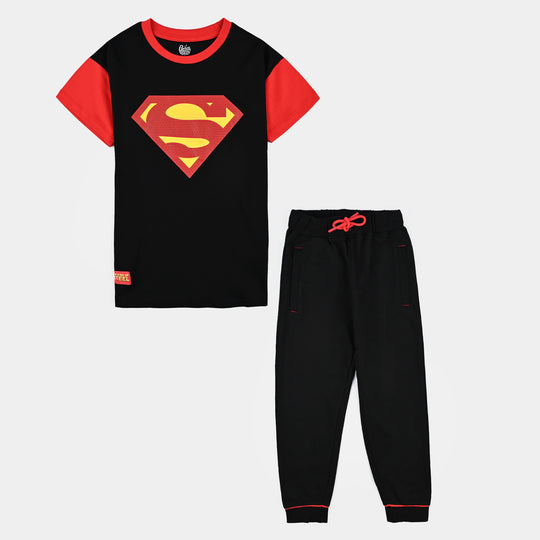 Boys Jersey/Terry 2 Piece Suit-Jet Black