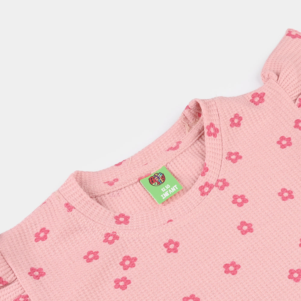 Infant Girls Thermal T-Shirt (Flowers) - Pink