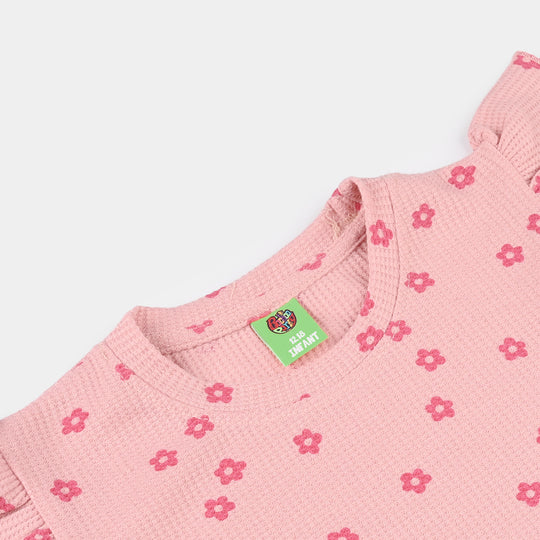 Infant Girls Thermal T-Shirt (Flowers) - Pink