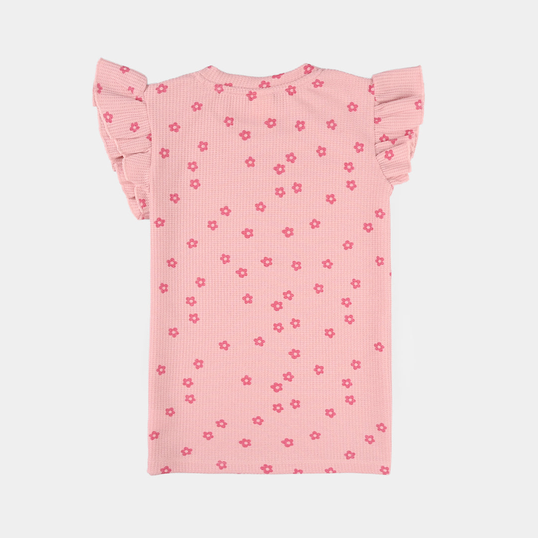 Girls Thermal T-Shirt (Flowers) - Pink