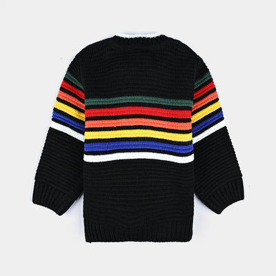 Infant Boys Acrylic Sweater Streak-BLACK