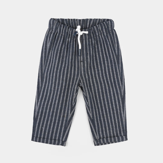 Infant Boys Cotton Pants (Blue Striper) - Blue